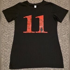 Stranger THINGS Black T-Shirt with Red 11 Graphic